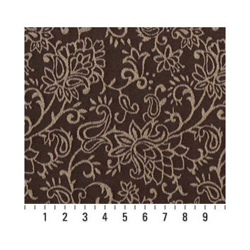 Brown, Contemporary Floral Designed Woven Upholstery Fabric By The Yard