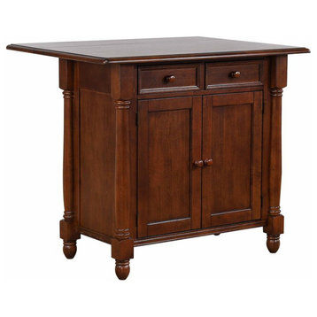 Sunset Trading Andrews Drop Leaf Traditional Wood Kitchen Island in Chestnut