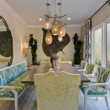 Chartreuse, Turquoise, & Pewter Dining Room