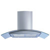Winflo Wall-Mount Range Hood, Stainless and Glass, 475 CFM, 36"