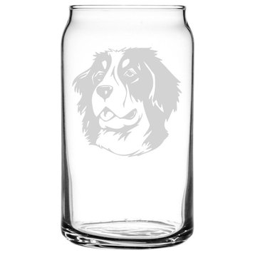 Bernese Mountain Dog Themed Etched All Purpose 16oz. Libbey Can Glass