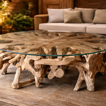 Teak Root Coffee Table – Solid Natural Wood Rustic Furniture