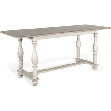 Pemberly Row Coastal 84" Wood Counter Height Table in Taupe Off White