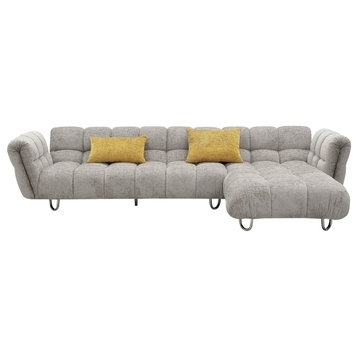 Jacinda Grey Fabric Facing Sectional Sofa, Right Hand Facing Chaise