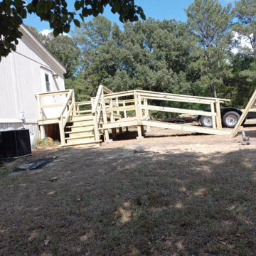 8 x 10 deck with 32 foot wheelchair ramp, with 3 landings.