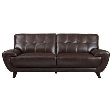Nicole Leather Craft Sofa, Dark Brown