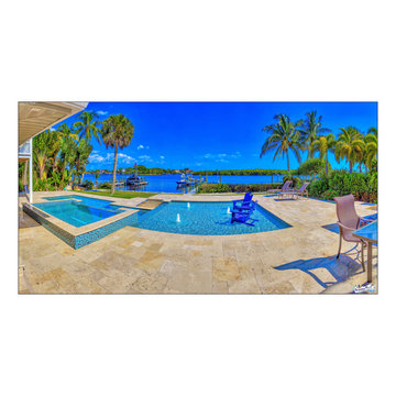 Bennett Nokomis, FL Custom Court Yard Swimming Pool & Spa With Raise Beach Area.