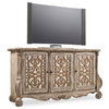 Bowery Hill 6-Shelf Wood Entertainment Console Table in Caramel Froth