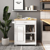 CorLiving Sage Wood Kitchen Cart With Cupboard, White