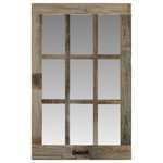 My Barnwood Frames - Farmhouse Mirror, Tall Barnwood 9 Pane, 9 Pane Tall, Barnwood - A barnwood farmhouse mirror is the perfect focal point to a room. Set it on a mantel or hang in an entryway or mudroom to add a little extra vintage charm. With reclaimed barnwood and an antique window pull, this windowpane style mirror looks completely authentic.
