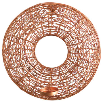 11" Wired Copper Circle Wall Sconce Candle Holder