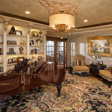 Living room with custom-made baby grand piano