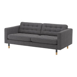 LANDSKRONA Canap&eacute; 3 places, Gunnared gris fonc&eacute;/bois - Sofas