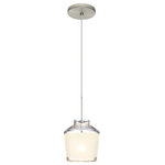 Besa Lighting - Besa Lighting Pica 6, 8.7" 6W 1 LED Cord Pendant with Flat Canopy - Pica 6 is a compact tapered glass with a broad angled top and a chamfer-cut bottom, its retro styling will gracefully blend into today's environments. The Blue Sand decor begins with a clear blown glass, with glossy outer finish. We then, using a handcrafting technique, carefully apply a band of actual fine-grained sand to the inner surface of the glass, where white color is fully saturated into the coating for a bold statement. A final clear protective coating is applied to seal and preserve the accent material. The result is a beautifully textured work of art, comfortable with the irony of sand being applied to a glass that ordinates from sand. When illuminated, the colors shimmers through the noticeable refractions created by every granule, as the sand patterning is obvious and pleasing. The 12V cord pendant fixture is equipped with a 10' braided coaxial cord with Teflon jacket and a low profile flat monopoint canopy. These stylish and functional luminaries are offered in a beautiful brushed Bronze finish.  Canopy Included: TRUE  Shade Included: TRUE  Canopy Diameter: 5 x 0.63< Dimable: TRUE  Color Temperature: 2  Lumens:   CRI: +  Rated Life: 0 HoursPica 6 8.7" 6W 1 LED Cord Pendant with Flat Canopy Bronze White Sand Glass *UL Approved: YES *Energy Star Qualified: n/a  *ADA Certified: n/a  *Number of Lights: Lamp: 1-*Wattage:6w LED bulb(s) *Bulb Included:Yes *Bulb Type:LED *Finish Type:Bronze