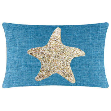 Sparkles Home Shell Starfish Pillow - 14x20" - Aqua