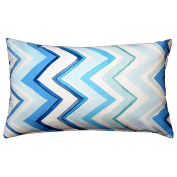 Pillow Decor - Pacifico Stripes Blue Throw Pillow 12X20