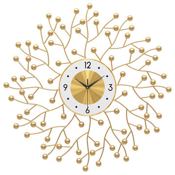 Large Creative Silent Golden Wall Clock, Dia21.7"
