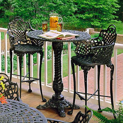 Basket Weave Patio Bar Set - Outdoor Pub And Bistro Sets