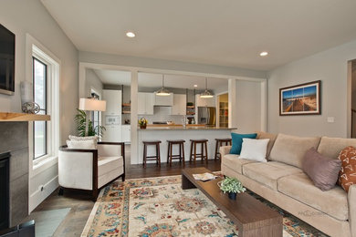 Inspiration for a farmhouse living room remodel in Chicago