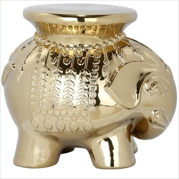 Safavieh Elephant Stool in Gold Glazed Ceramic