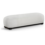 Meridian Furniture - Calum Upholstered Bench, Cream, Chenille Fabric, Black Finish - Being a benchwarmer is quite the experience when you're seated on this Calum cream chenille fabric bench. This lovely bench has the bells and whistles your room is looking for, from its posh, comfy seat upholstered in soft chenille fabric to its classic shape. It's plump and cozy enough for snuggling up with a good book yet utilitarian enough to create a handy spot to sit while pulling on boots or shoes. Its solid wood frame adds durability to its midcentury modern design, making it quintessential for multiple spaces.