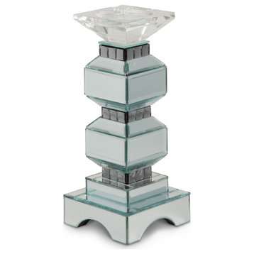 Montreal 12" Tiered Mirrored Candle Holder, Set of 2