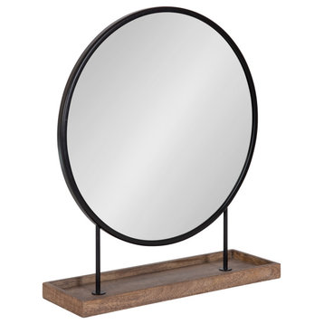 Maxfield Round Tabletop Mirror, Black, 18x22