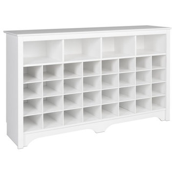 Trent Home Engineered Wood 36 Cubby Versatile Wooden Shoe Cubby Console in White