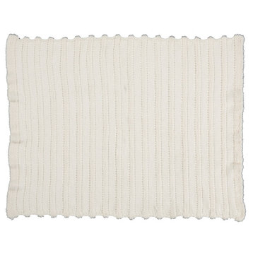 Nourison Mina Victory Knit Faux Fur Stripes Ivory Throw Blanket