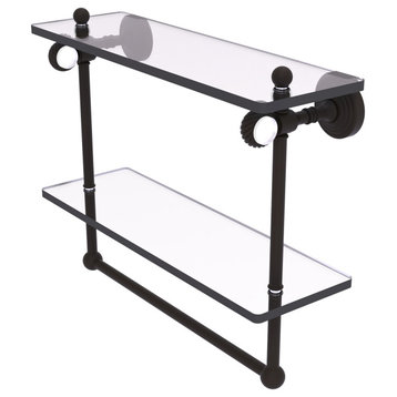 Pacific Grove 16" Double Twisted Glass Shelf with Towel Bar, Oil Rubbed Bronze