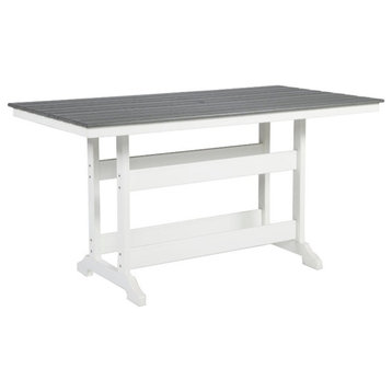 Ashley Furniture Transville Outdoor Plastic Dining Table in Gray and White