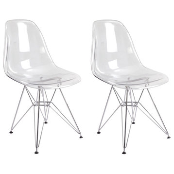 Mod Made Paris Tower Acrylic Clear Set Of 2 Dining Side Chair MM-SWAC086-Clear