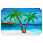 Mary Gifts By The Beach - Two Palms Plush Bath Mat, 20"x15" - Bath mats from my original art and designs. Super soft plush fabric with a non skid backing. Eco friendly water base dyes that will not fade or alter the texture of the fabric. Washable 100 % polyester and mold resistant. Great for the bath room or anywhere in the home. At 1/2 inch thick our mats are softer and more plush than the typical comfort mats.Your toes will love you.