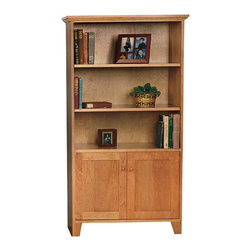 Solid Wood Bookcase with Panel Doors - Bookcases