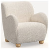 Red from Scalamandre Crafted by Cloth & Company Portland Chair Boucle Ivory, Plush Boucle Ivory