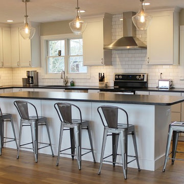 Geneseo, IL- White Painted Kitchen with Matte Black Granite and Subway Tile