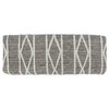 Padma Handcrafted Boho Fabric Rectangular Bench, Gray/Ivory Knit/Natural