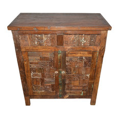 Mogul Interior - Consigned Hand-Carved Antique Ink Blocks Media Sideboard With Storage - Accent Chests And Cabinets