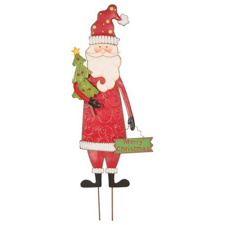 Iron Santa Yard Stake, Standing Decor Or Wall Decor