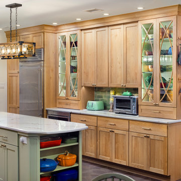 Artisan European-Style Transitional Kitchen |Natural Maple & Sage Green Accents