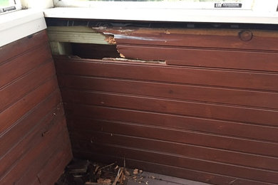 Replacement of water damaged wood on three season porch.
