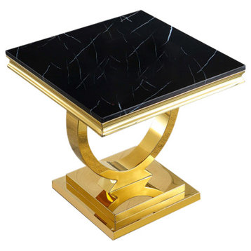 Vassil Marble End Table Black Gold