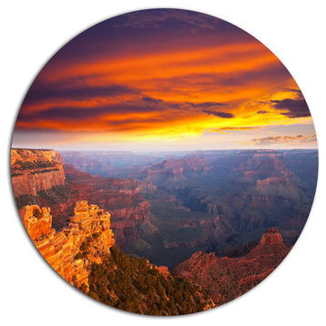 Colorful Grand Canyon At Sunset, Landscape Disc Metal Wall Art, 11"