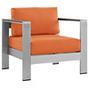 Shore 6-Piece Outdoor Aluminum Sectional Sofa Set, Silver Orange