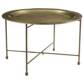 Antique Brass-Plated Round Coffee Table
