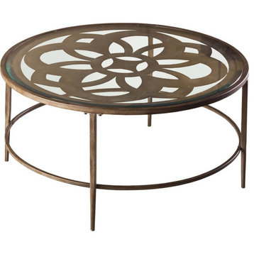 Bowery Hill Traditional Round Coffee Table in Clear Glass