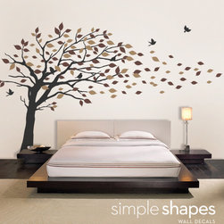 Elegant Style Blowing Leaves Tree Decal for Baby Nursery or Home - Wall Decals
