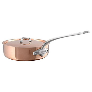 Mauviel M'150 S Copper Saute Pan, Lid and Cast Stainless Steel Handle, 3.4 Qt