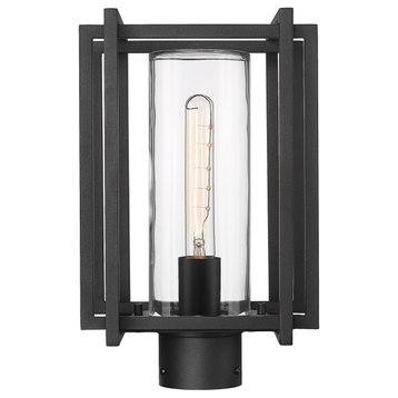 Golden Lighting Tribeca Post Mount Outdoor, Natural Black With Clear Glass