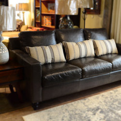 leather feather wrapped tuxedo sofa - Products